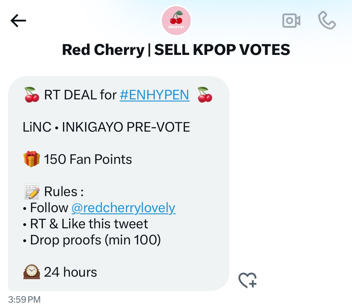 acehslhee's tweet image. 🍒 RT DEAL for #ENHYPEN  🍒

LiNC • INKIGAYO PRE-VOTE

🎁 150 Fan Points

📝 Rules :
• Follow @redcherrylovely 
• RT &amp;amp; Like this tweet
• Drop proofs (min 100)

🕰️ 24 hours