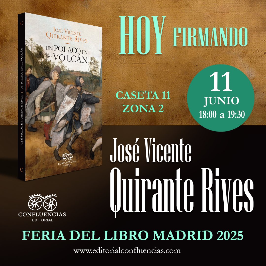 Mañana miércoles firmando José Vicente Quirante Rives, de 18 a 19:30 h. editorialconfluencias.com/producto/un-po…