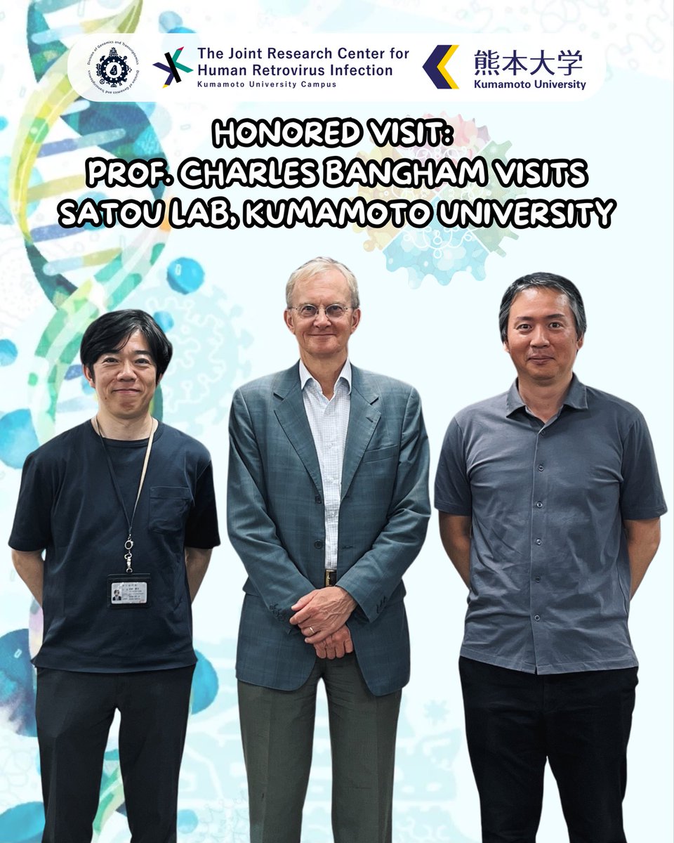 Satou Lab - Kumamoto University (@sato_y_lab) on Twitter photo We were honored to host Emeritus Prof. Charles Bangham (ScD FMedSci FRS) from <a href="/imperialcollege/">Imperial College London</a> at <a href="/Sato_Y_Lab/">Satou Lab - Kumamoto University</a> <a href="/kumamotoUniv_PR/">熊本大学 Kumamoto University</a>! He shared insights from his groundbreaking work on HTLV-I, discussed multidisciplinary infection research, and inspired our young scientists. 👏🏼 We were honored to host Emeritus Prof. Charles Bangham (ScD FMedSci FRS) from <a href="/imperialcollege/">Imperial College London</a> at <a href="/Sato_Y_Lab/">Satou Lab - Kumamoto University</a> <a href="/kumamotoUniv_PR/">熊本大学 Kumamoto University</a>! He shared insights from his groundbreaking work on HTLV-I, discussed multidisciplinary infection research, and inspired our young scientists. 👏🏼