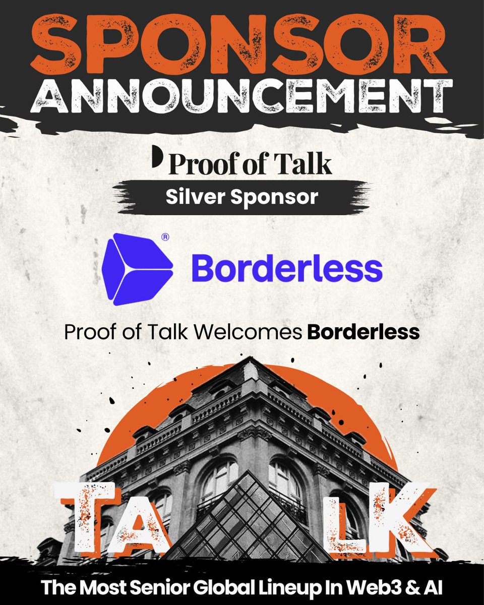 proofoftalk's tweet photo. Sponsor Spotlight: @borderless_cap  is a Silver Sponsor at Proof of Talk 2025

@borderless_cap  is a leading Web3 investment manager, committed to supporting the next generation of innovators who are driving the development of technologies that enable the creation of value without borders, empowering projects that will shape the future of decentralized ecosystems.

Catch them in Paris this June! 🌍

📍 June 10–11 | 🎟️ https://t.co/DAgrndeszO