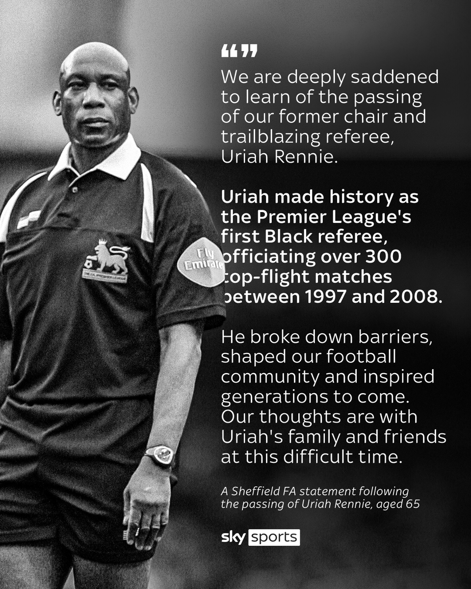 Tributes have poured in for 'trailblazing' former Premier League referee Uriah Rennie.