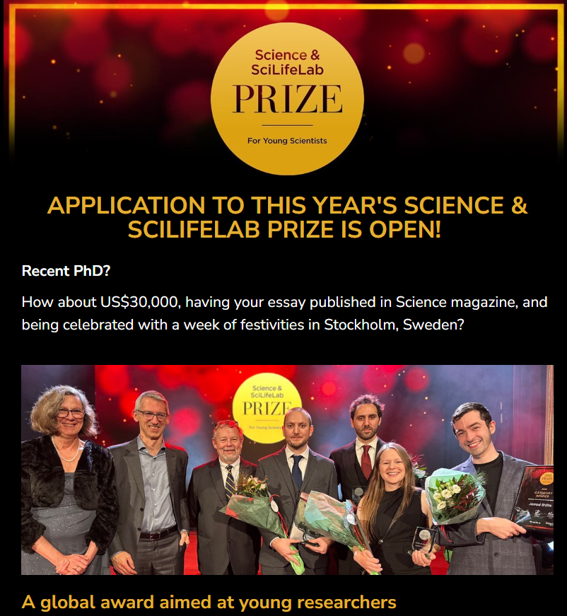APPLICATION TO THIS YEAR'S SCIENCE &amp; SCILIFELAB PRIZE IS OPEN!
A global award aimed at young researchers: check more here: gansub.com/t/v/4_MDkzNTQy…