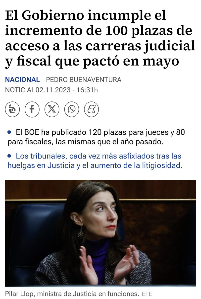 En 2019 y en 2023 también se prometió que se crearían cientos de plazas de jueces y fiscales.

Y no se hizo.

El Ministro está intentando meter en el mismo saco lo de colar a cientos de personas como jueces con lo de las plazas y becas, para vender el relato.

Que no os engañen.