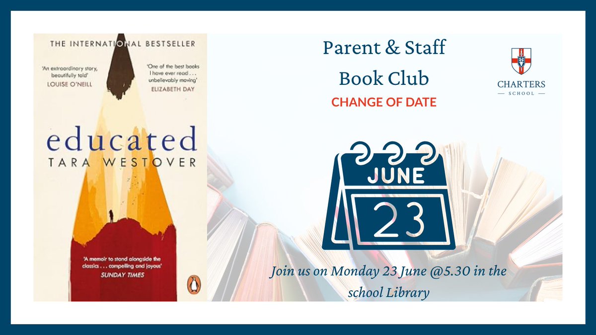 🗓️CHANGE OF DATE The next parent &amp; staff Book Club has been changed to Monday 23rd June @ 5.30pm in the school Library. Please register your interest here: forms.office.com/e/kqKbTDMa8v
We'd love you to join us!📚😀