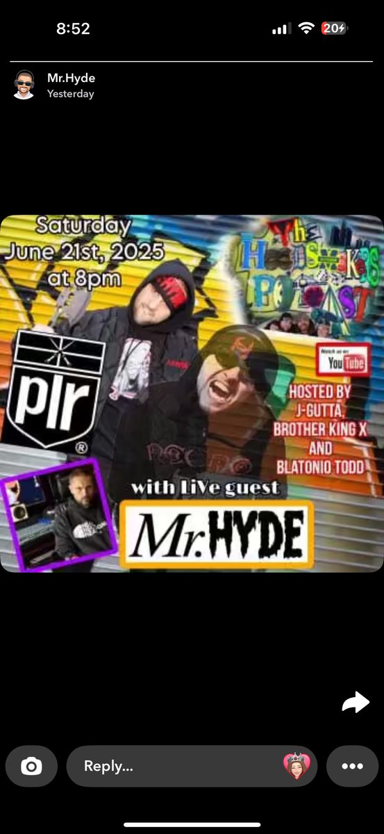 Sara McCune (@sdrop4444) on Twitter photo <a href="/MRHYDEPLR/">MR.HYDE PLR</a> Saturday June 21st, 2025 at 8pm is the live guest on the hood smokers podcast
youtube.com/@thehoodsmoker…
💪🧛🩸🩸🩸🩸‼️💯
#realhiphop
#mrhyde
#plr
#hiphop <a href="/MRHYDEPLR/">MR.HYDE PLR</a> Saturday June 21st, 2025 at 8pm is the live guest on the hood smokers podcast
youtube.com/@thehoodsmoker…
💪🧛🩸🩸🩸🩸‼️💯
#realhiphop
#mrhyde
#plr
#hiphop