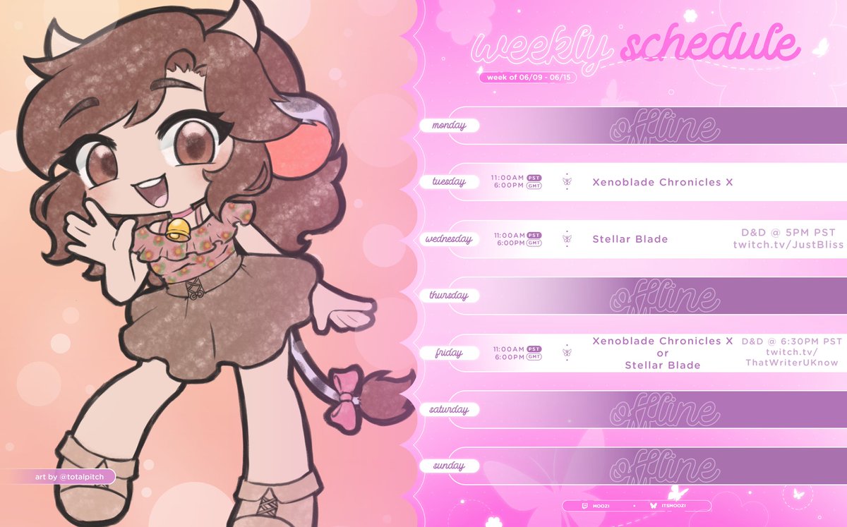 Slowly but surely becoming one of those streamers that plans out a schedule 🐮😘