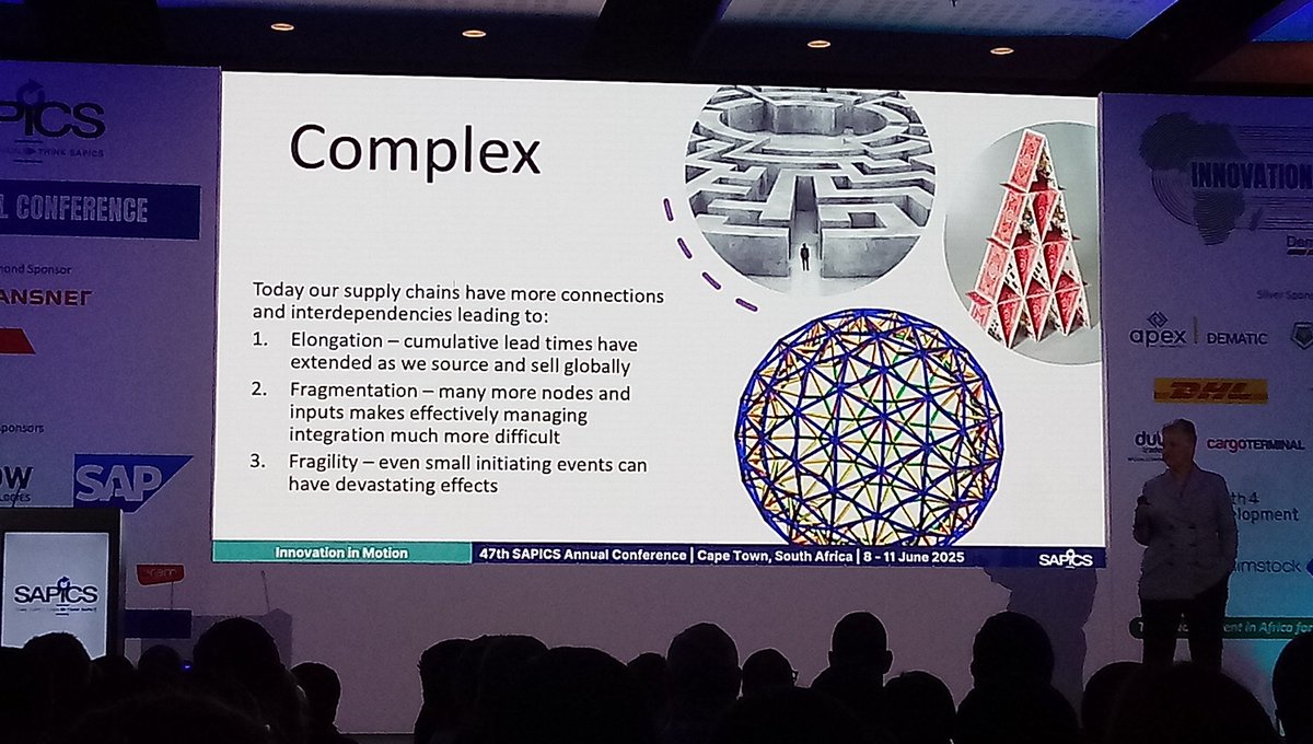 shabierja's tweet image. Surviving &amp;amp; thriving through supply chain chaos - Carol Ptak, Demand Driven Institute, United States Greater  Phoenix Area. @SAPICS01 #SAPICS2025 #InnovationInMotion #SupplyChainAfrica #CapeTownConference