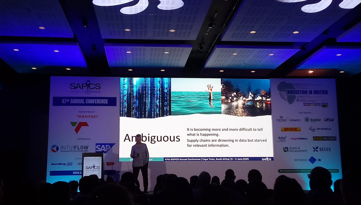 shabierja's tweet image. Surviving &amp;amp; thriving through supply chain chaos - Carol Ptak, Demand Driven Institute, United States Greater  Phoenix Area. @SAPICS01 #SAPICS2025 #InnovationInMotion #SupplyChainAfrica #CapeTownConference