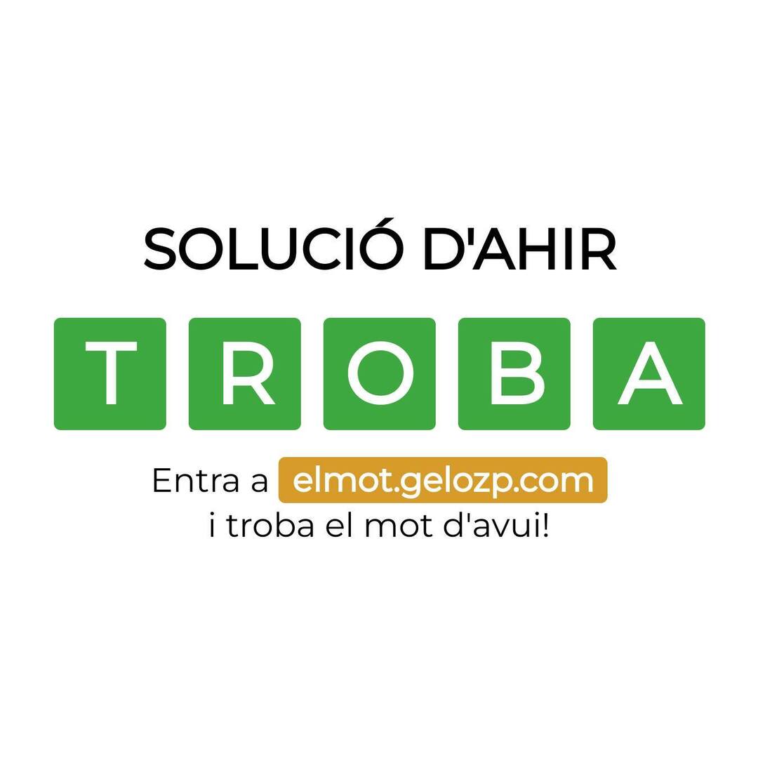 La solució d’ahir era TROBA. La vas encertar?
Entra a elmot.gelozp.com i troba la paraula d’avui!

#ElMot #WordleCAT