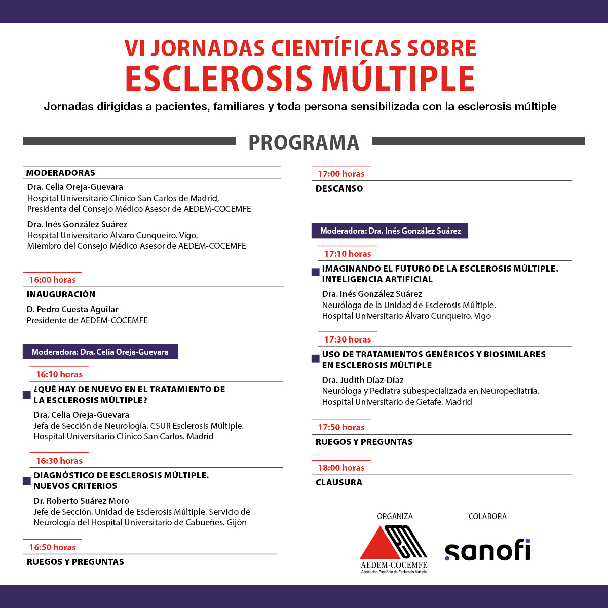 Esclerosis Múltiple (@aedemesclerosis) on Twitter photo 🔺 Recuerda: ¡El lunes 16 de junio de 16:00 a 18:00 h!
📍 VI Jornadas Científicas sobre #EsclerosisMúltiple
🎥 Evento online en directo: youtube.com/live/snKr2mjtY…
🧠 Avances, IA, diagnósticos, genéricos...
💬 ¡Participa con tus preguntas en el chat!
Con la colaboración: <a href="/SanofiES/">Sanofi España</a> 🔺 Recuerda: ¡El lunes 16 de junio de 16:00 a 18:00 h!
📍 VI Jornadas Científicas sobre #EsclerosisMúltiple
🎥 Evento online en directo: youtube.com/live/snKr2mjtY…
🧠 Avances, IA, diagnósticos, genéricos...
💬 ¡Participa con tus preguntas en el chat!
Con la colaboración: <a href="/SanofiES/">Sanofi España</a>