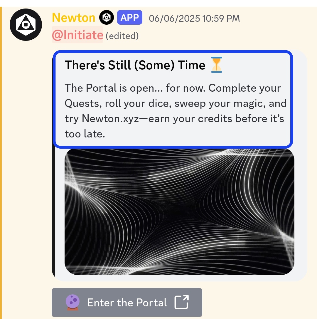drop_sync's tweet photo. ⏳ Time is Ticking...
The Portal won’t stay open forever.

🎲 Roll your dice
✨ Sweep your magic
🤖 Deploy at least 4-5 agents
💰 Hit $100+ in volume

Complete the quests. Earn your credits.
Don’t just watch the game—play it smart with Newton.

Enter before it closes... 🔮
$Newt https://t.co/9chWrRG6Tb