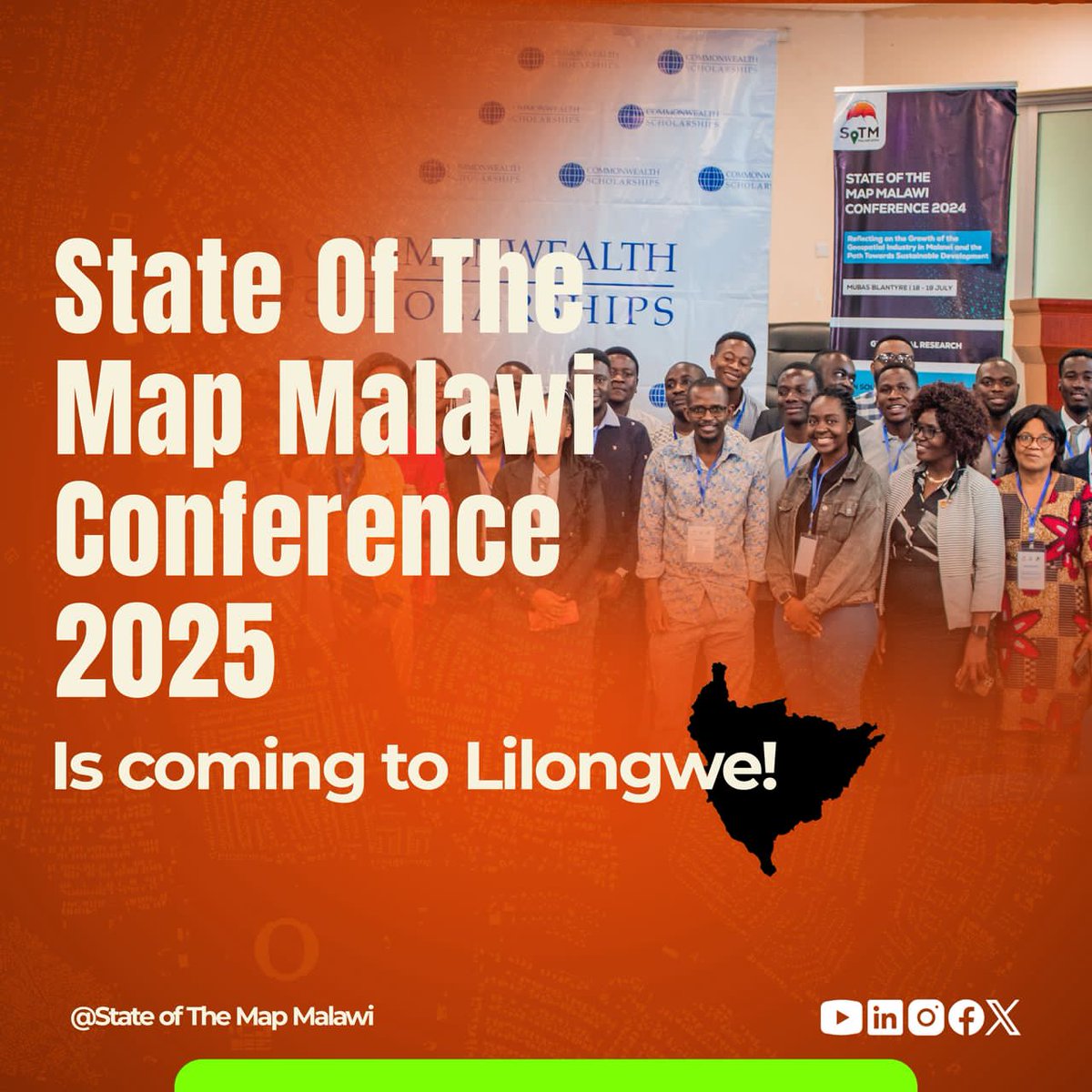 📢 State of the Map Malawi is back this year and it’s coming to Lilongwe! 🧭🏙️

We’re excited to bring the mapping community together once again in the capital city.
📅Date to be announced soon!

Stay tuned. Spread the word. Let’s map Malawi together. 🗺️✨

#SotMMalawi2025