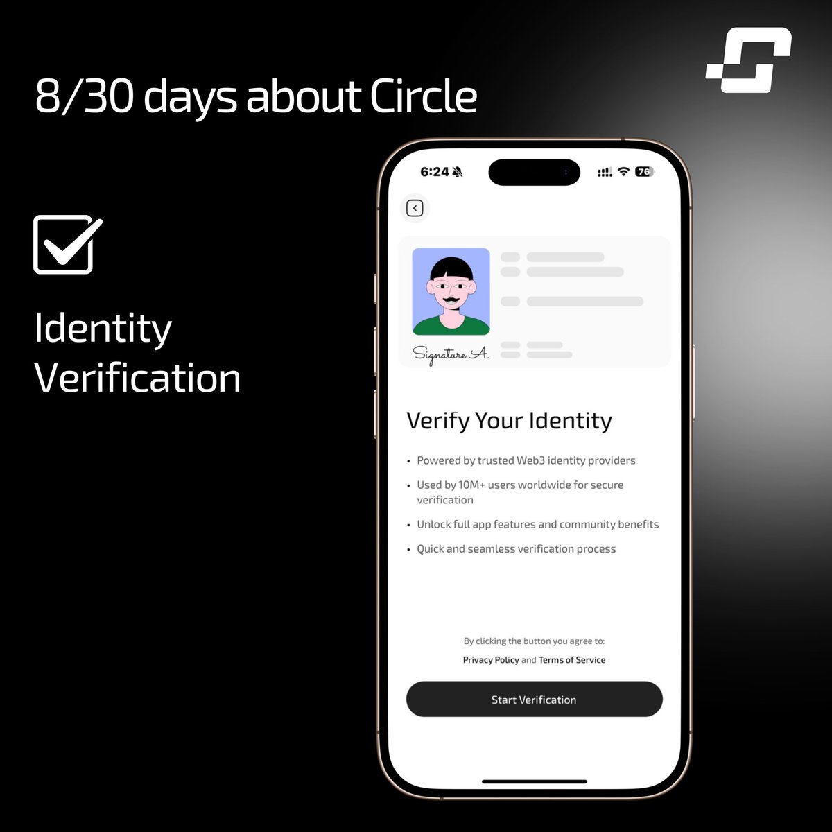 Day 8/30 of <a href="/CirclebyCelia/">Circle</a> Features! 

Today, we’re introducing the “Identity Verification” feature. Securely verify with our trusted Web3 providers, unlock full app features, and enjoy community benefits—quick and seamless! 🔒 The Circle app is coming soon to iOS 📱 and Android