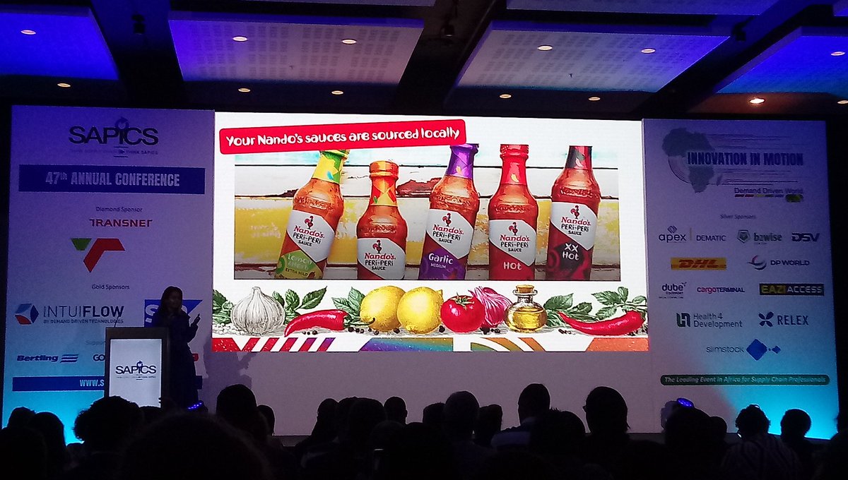 shabierja's tweet image. From Local Roots to Global Reach: Innovation in Motion - Kinda Reddy, Global Supply Chain Executive, Nandos Group Limited. London , England, United Kingdom. @SAPICS01 #SAPICS2025 #InnovationInMotion #SupplyChainAfrica #CapeTownConference