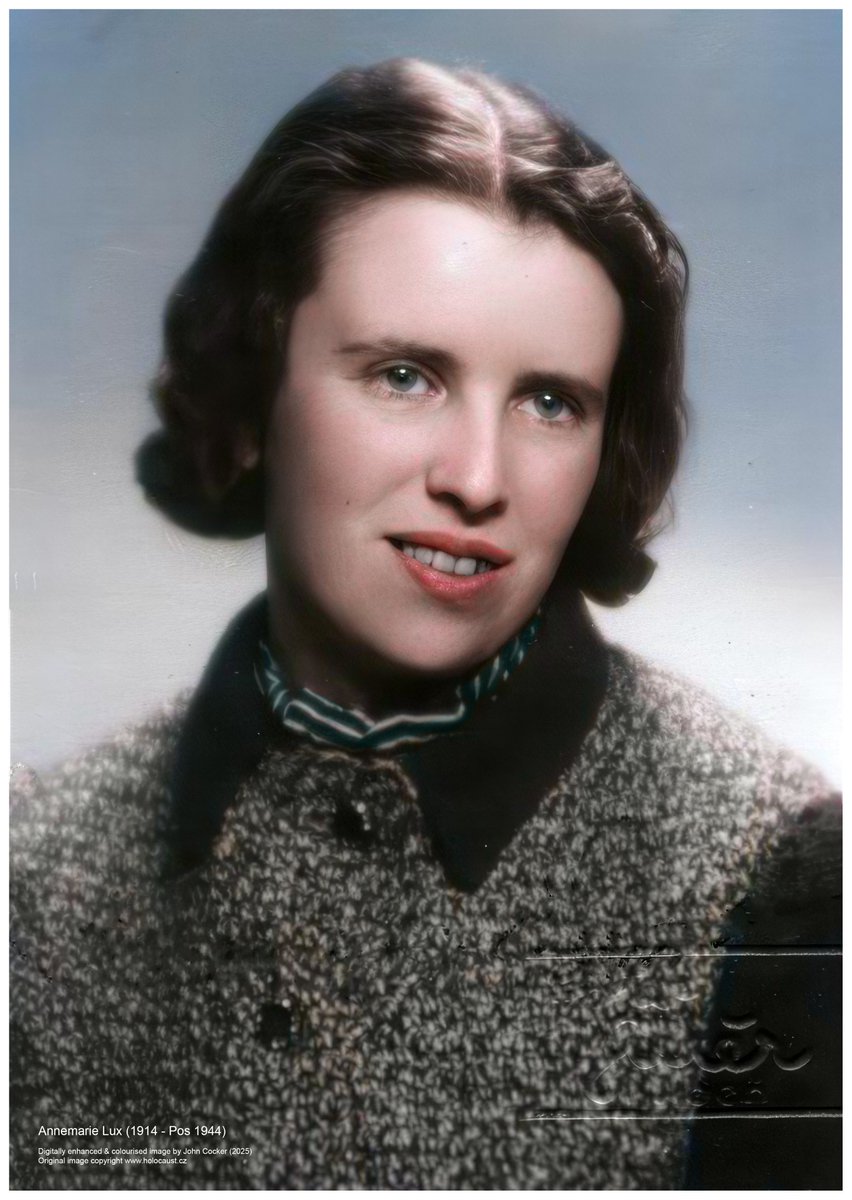 On this day in 1914, a Czech Jewish woman was born. On the 6 Mar 1943 she was deported to Theresienstadt,  20 Jan 1943 to Auschwitz where she perished. Her husband was deported to the camp in 1943, he also perished. Her name was Annemarie Luxova

Support <a href="/AuschwitzMuseum/">Auschwitz Memorial</a>