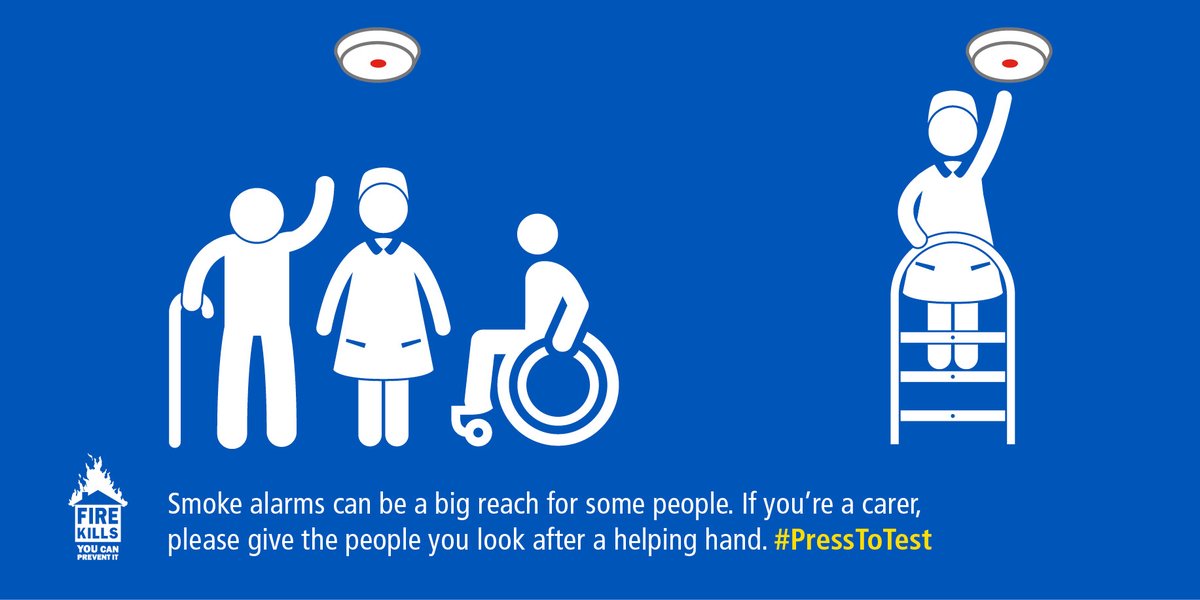 This #CarersWeek is a chance to think about the safety of those who need help.

Test their #smokealarms and keep them safe.

Find out more about safety at home by visiting cumbriafire.gov.uk

#FireKills