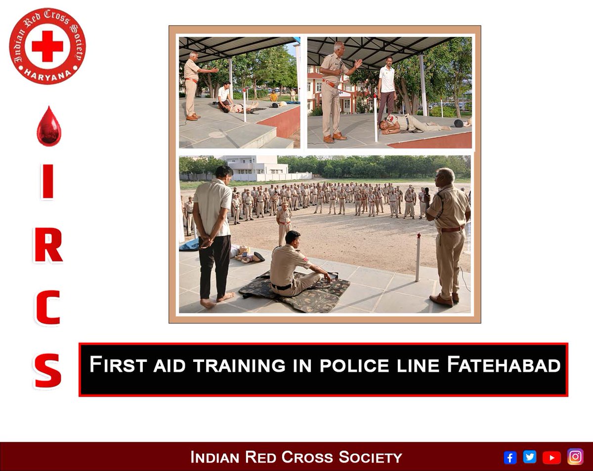 RedHaryana's tweet image. First aid training in police line Fatehabad
#redcross #ircsharyana #helpforhumanity #recrossindia #redcrosssociety #blooddonation #redcross #needyoursupport #ircsharyana #RedCrossYouth #redcross #redcrossyouth #redcrossvolunteer #रेडक्रॉस #maheshjoshi