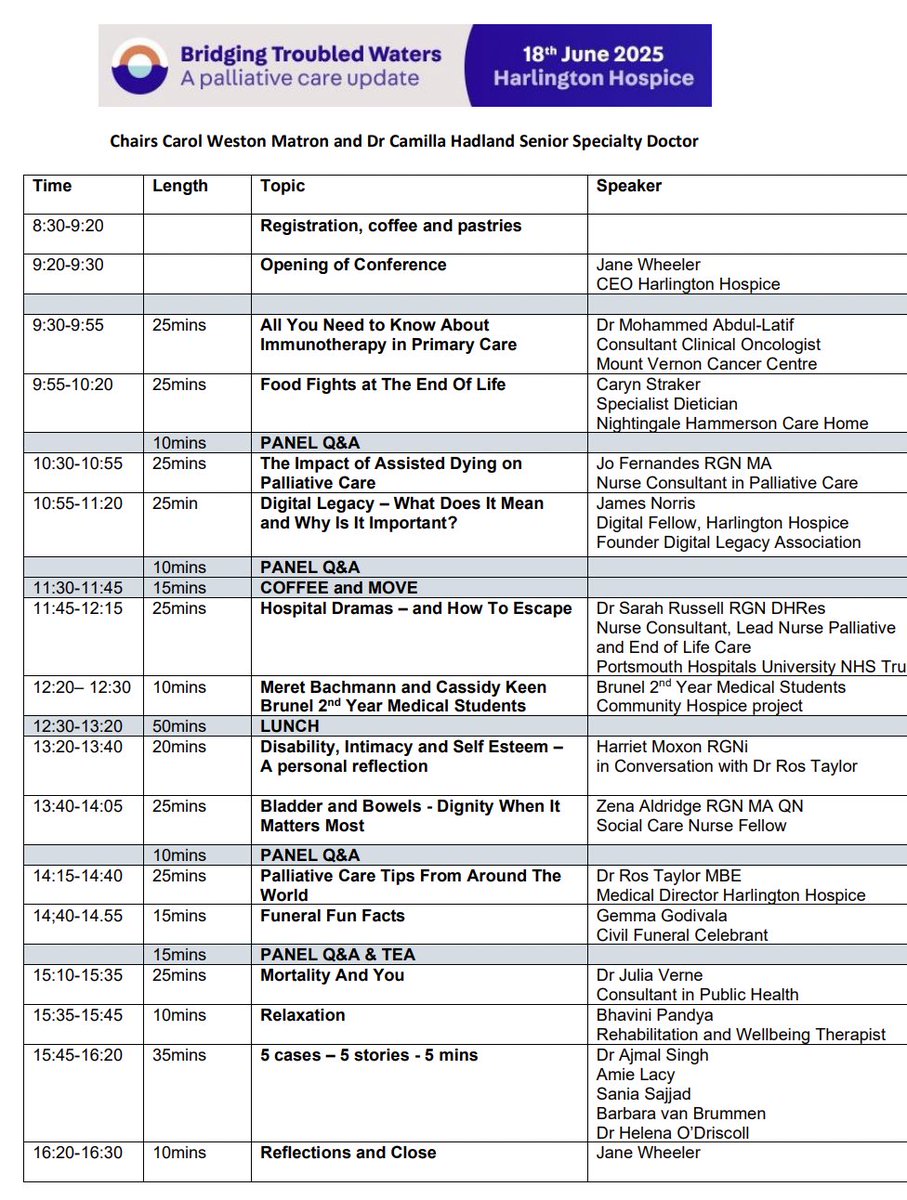 DigitalLegacyCo's tweet image. We will be providing #DigitalLegacy insights and actionable methodologies for professionals at Harlington Hospice's 'Bridging Troubled Waters' Conference on 18th June.
Full agenda and last few tickets 👇
harlingtonhospice.org/conference/
#Hillingdon #Hospice #PalliativeCare