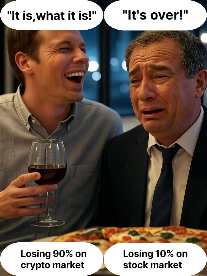 NFTNoobie2023's tweet image. Crypto folks are just built differently! 😄
#Crypto #StockMarketDrama #InvestingHumor #CryptoVsStocks
#CryptoHumor  #PiNetwork #darkhumor #OKX #Binance #BinancePizza