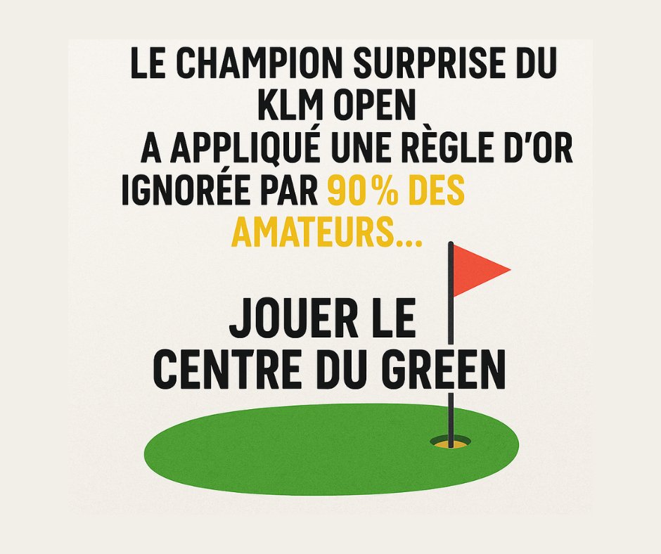 GolfLeDeclic's tweet photo. Le champion surprise du KLM Open a suivi une règle d’or ignorée par 90 % des amateurs… et ça a payé 💥"

Connor Syme (29 ans) a remporté son premier titre sur le DP World Tour, à sa 182ᵉ tentative, en terminant à −11, deux coups devant le second

🔹 Mais comment a‑t‑il fait la différence ?
Malgré le vent et la pluie à Amsterdam, Syme est resté simple et stratégique : il a visé le centre du green, laissant de côté les drapeaux trop risqués. Une routine ultra sécurisante, parfaite pour assurer un par solide et limiter le stress quand les conditions tournent au mauvais.

🎯 Ce que nous pouvons en retenir :
— Choisissez la régularité plutôt que le « wow » qui peut coûter cher
— Viser le centre du green = mettre la balle en bonne position pour un par facile
— Parfait pour éviter les frustrations — .
— Lancez-vous ce défi : la prochaine fois, faites ce choix malin.

🧠 En résumé : pas besoin de viser le drapeau. Une balle au centre = une chance de par à chaque fois. Testez dès votre prochain parcours.

🎁 Et pour aller plus loin : j’ai créé ce guide gratuit sur le souffle et la stabilité mentale au golf 👇
👉 https://t.co/XwreH8JQK9

#Golf #KLMOpen