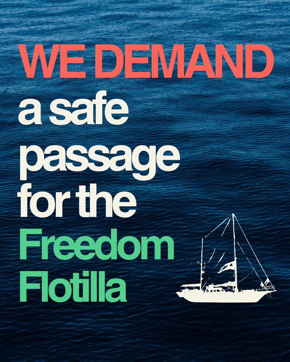 This is a matter of human rights, justice, and moral responsibility.

✊🏽 #FlottilleDeLaLiberté
<a href="/GretaThunberg/">Greta Thunberg</a>