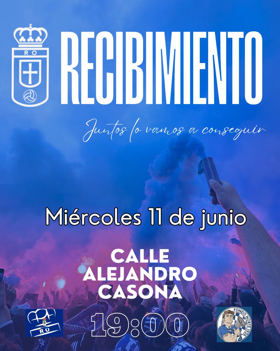 ¡JUNTOS LO VAMOS A CONSEGUIR! 💙 🔥

📅 Miércoles 11 de junio
🕖 19:00h
📍 Alejandro Casona

<a href="/RealOviedo/">Real Oviedo</a> <a href="/FondoNorte1926/">Fondo Norte 1926</a>