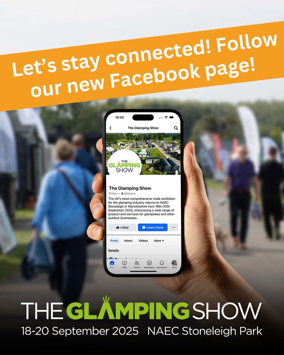 We’re heading into a bigger, better Glamping Show 2025… and we want YOU with us!
We’ve launched a shiny new Facebook page where you’ll find everything you need to know about the UK’s #1 glamping trade event. 
Tap the link and hit follow: facebook.com/uk.theglamping…
