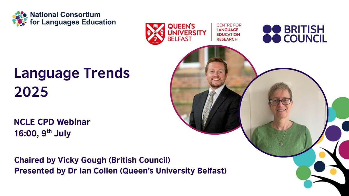 National Consortium for Languages Education (@ncle_ioe) on Twitter photo The 2025 #LanguageTrends England results are in! Join experts Vicky Gough and <a href="/DrIanCollen/">Ian Collen 🇪🇺</a> to unpick what’s next for language learning in England. Hear how NCLE is tackling the challenges 🔗 bit.ly/3VFNWaJ
#mfltwitterati #edutwitter
<a href="/Schools_British/">British Council Schools</a> <a href="/GI_London1/">Goethe-Institut London</a> The 2025 #LanguageTrends England results are in! Join experts Vicky Gough and <a href="/DrIanCollen/">Ian Collen 🇪🇺</a> to unpick what’s next for language learning in England. Hear how NCLE is tackling the challenges 🔗 bit.ly/3VFNWaJ
#mfltwitterati #edutwitter
<a href="/Schools_British/">British Council Schools</a> <a href="/GI_London1/">Goethe-Institut London</a>