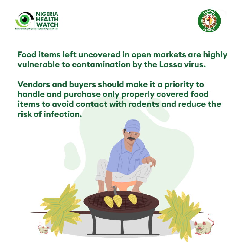 nighealthwatch's tweet photo. Lassa Fever can be prevented by properly storing food and keeping market environments clean and rodent-free. 

These simple but essential steps form the first line of defence against this preventable disease.

#EndLassafever @NCDCgov @OoasWaho @Fmohnigeria @NPHIL6