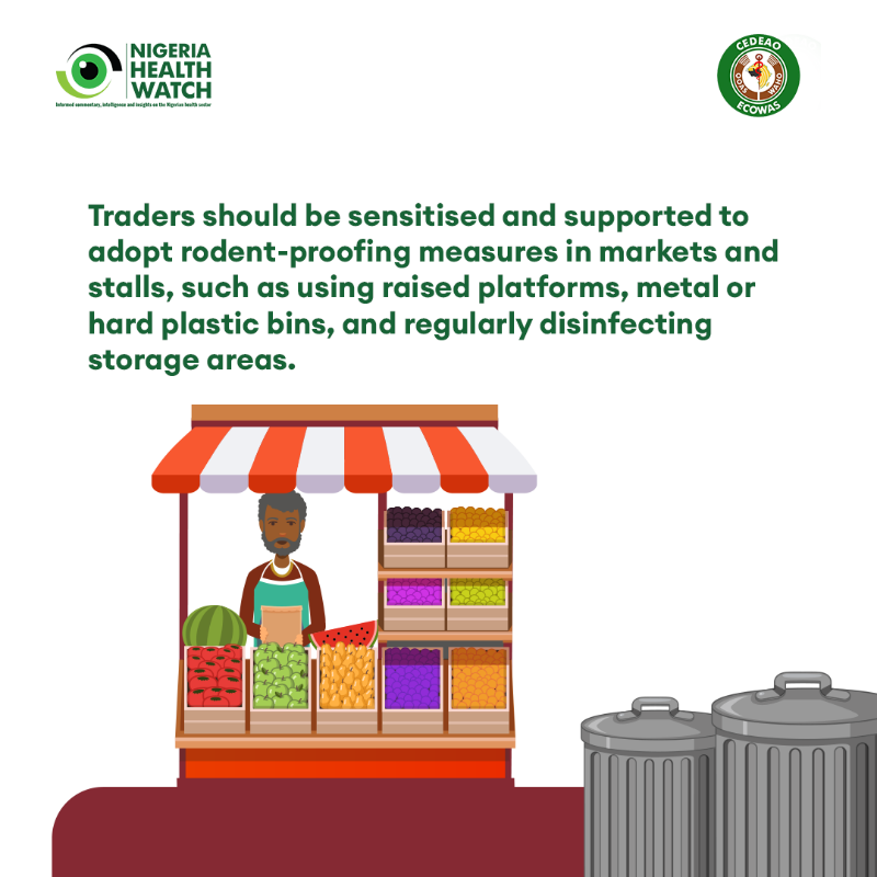 nighealthwatch's tweet photo. Lassa Fever can be prevented by properly storing food and keeping market environments clean and rodent-free. 

These simple but essential steps form the first line of defence against this preventable disease.

#EndLassafever @NCDCgov @OoasWaho @Fmohnigeria @NPHIL6