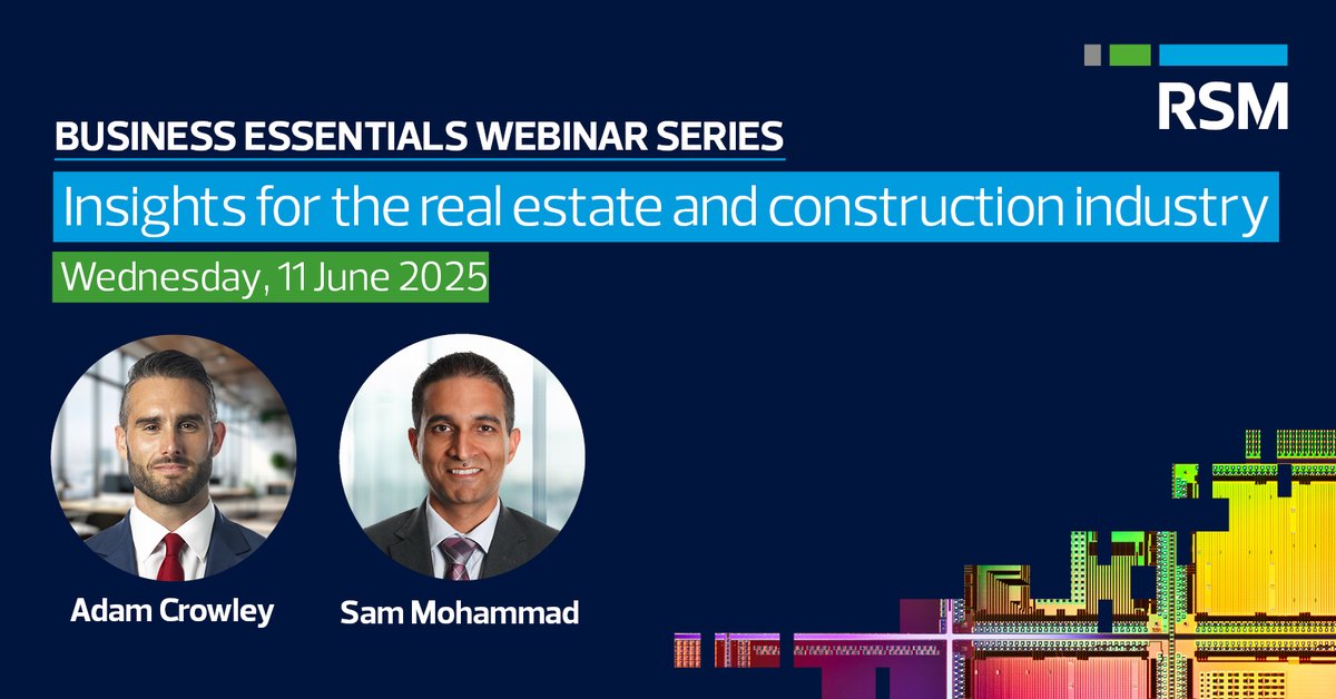 Are you in the #realestate and #construction sector? Don't miss this week's #BusinessEssentials webinar where our experts will dive into the key trends, challenges, and opportunities shaping the industry in 2025 and beyond 👉  ow.ly/groX50W65A0