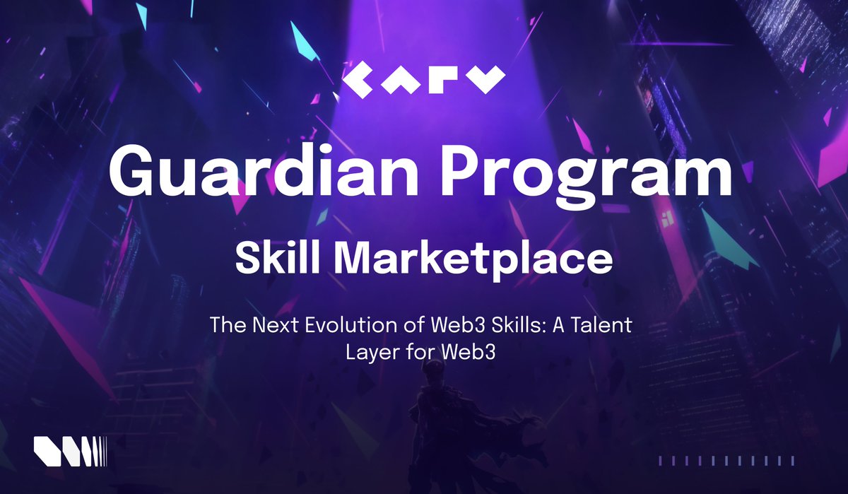 carv_official's tweet photo. 🚨 Big news: CARV Guardian is evolving.

Over the past three years, the Guardian Program developed by CARV has been actively cultivating and empowering top-tier talent in the Web3 ecosystem, fostering a network of skilled contributors, builders, and advocates.

We're launching the Guardian Talent Marketplace where Web3 projects can now discover vetted, skilled contributors across Community, BD, Content, and Dev Support.

🔗 Read more: https://t.co/kMQSLxyGeg
