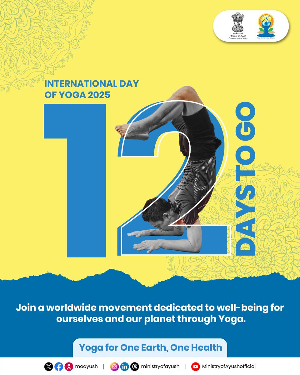Department of Fertilizers (@fertmin_india) on Twitter photo Come, be a part of the #IDY2025 celebrations! A large number of people are registering on the Yoga Sangam portal. If you havenтАЩt registered yet, do it nowтАФonly a few days remain until the Yoga Mahotsav. Hurry up!
<a href="/moayush/">Ministry of Ayush</a> <a href="/mygovindia/">MyGovIndia</a> <a href="/MIB_Hindi/">рд╕реВрдЪрдирд╛ рдПрд╡рдВ рдкреНрд░рд╕рд╛рд░рдг рдордВрддреНрд░рд╛рд▓рдп</a> Come, be a part of the #IDY2025 celebrations! A large number of people are registering on the Yoga Sangam portal. If you havenтАЩt registered yet, do it nowтАФonly a few days remain until the Yoga Mahotsav. Hurry up!
<a href="/moayush/">Ministry of Ayush</a> <a href="/mygovindia/">MyGovIndia</a> <a href="/MIB_Hindi/">рд╕реВрдЪрдирд╛ рдПрд╡рдВ рдкреНрд░рд╕рд╛рд░рдг рдордВрддреНрд░рд╛рд▓рдп</a>