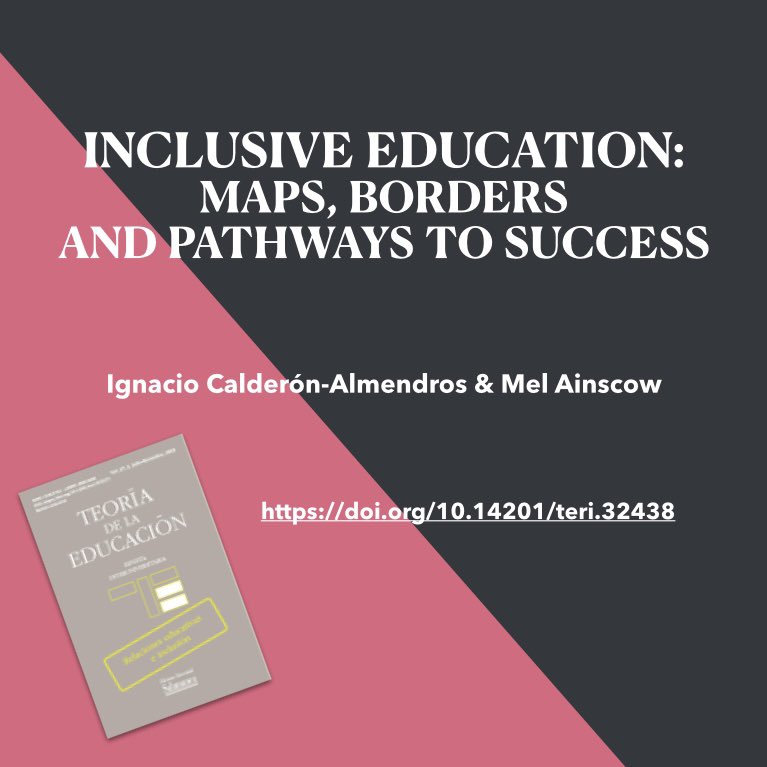 A new paper written by <a href="/MelAinscow/">Mel Ainscow</a> and I reflecting on what we mean when we talk about inclusive education.

INCLUSIVE EDUCATION: MAPS, BORDERS AND PATHWAYS TO SUCCESS

revistas.usal.es/tres/index.php… <a href="/RevTeoriaEdu/">Teoría de la Educación. Revista Interuniversitaria</a>