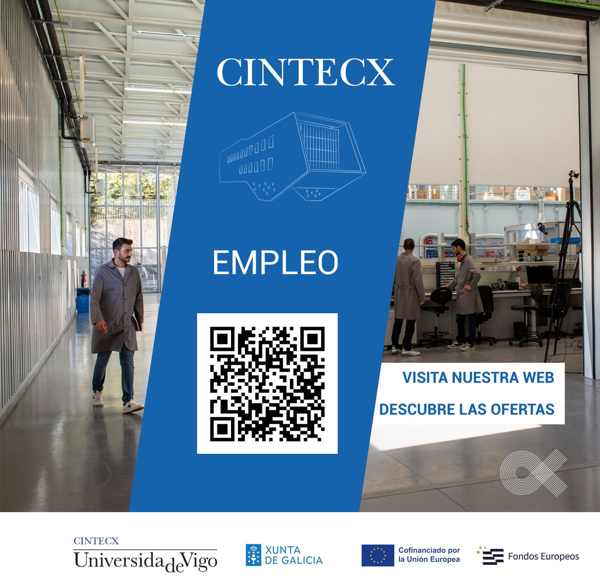 📢 ¿Quieres trabajar en @CINTECX? 
➡️ Tenemos 5 ofertas en activo !
🗓️Hasta el 20 de junio‼️ 
✍ Inscríbete en: 🔗cintecx.uvigo.es/es/ofertas-de-…

#FEDERGalicia #TeamCINTECX