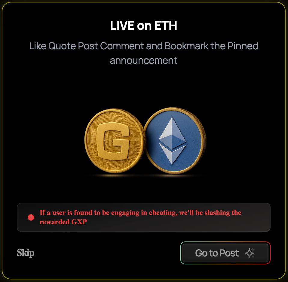 gpunet's tweet photo. There is a problem of laziness in crypto. Everyone wants to make money that is fine, but lying about doing tasks is just not tolerated.

20k people claimed the LIVE on ETH quest but in reality only 200 have done it - massive GXP slashing will be done for these guys!

Do not tell you weren't informed 🫵