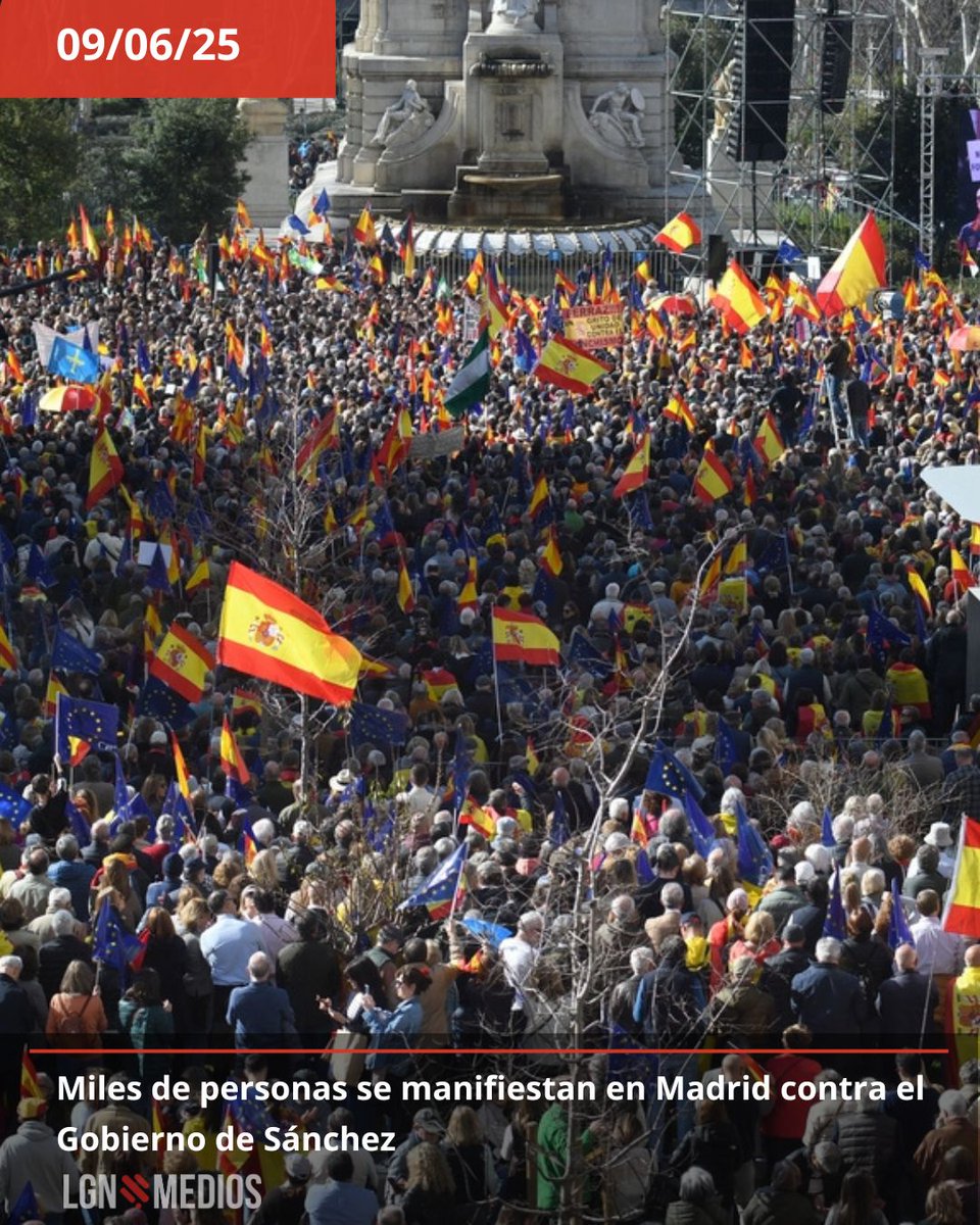 LGNMedios's tweet image. 🇪🇸 Miles se manifestaron este domingo en Madrid contra el Gobierno de Sánchez, convocados por el PP bajo el lema 'Mafia o democracia'. Feijóo pidió elecciones anticipadas. 🗳️📢

👉 lgnmedios.com/miles-de-perso… 

 #MadridProtests #DemocracyNow #Election2023