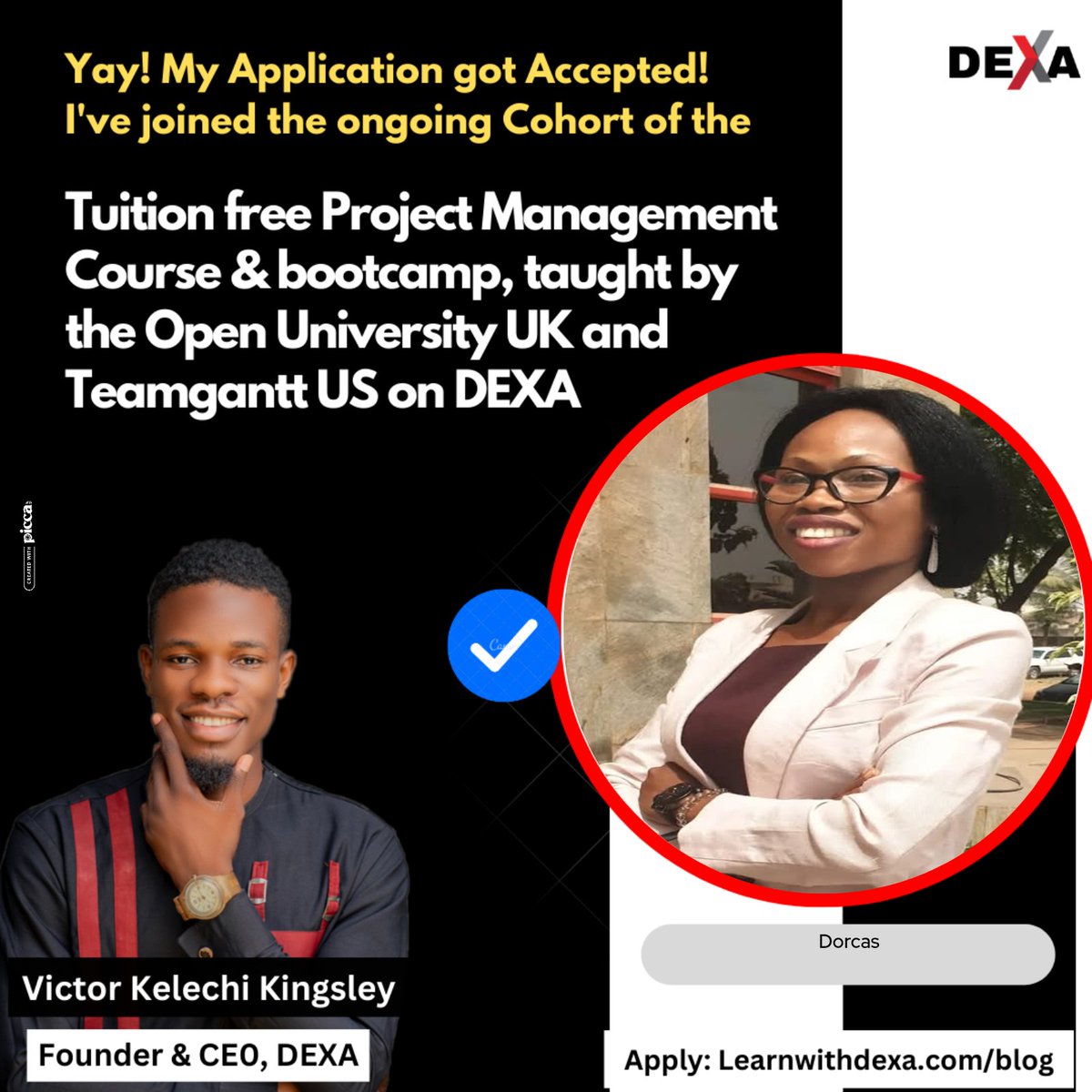 AtibaDorcas's tweet photo. I'm excited to announce my enrollment in the tuition-free Project Management course taught by The Open University UK &amp; TeamGantt. 

@Learnwithdexa

#IamBecomingAProjectManager https://t.co/YzRBqQPC8m