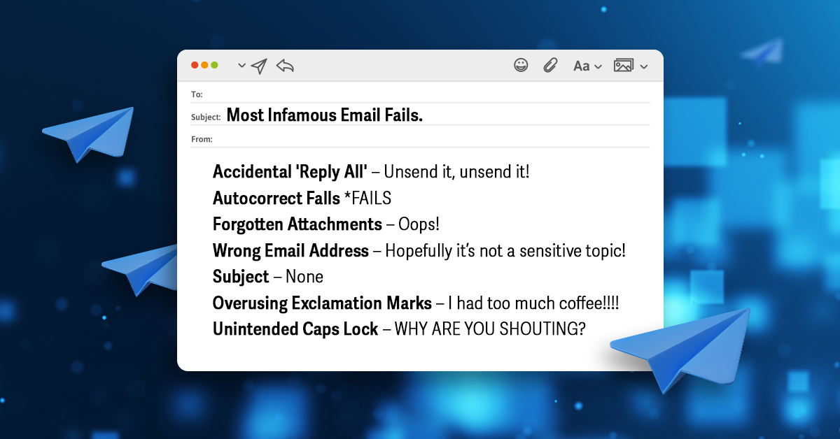 HeritageDigital's tweet photo. Do any of these look familiar?
Weโve all been there. Email mistakes happen. Letโs celebrate the good, the bad, and the cringe-worthy moments of our inboxes.
Happy National Email Week!
#NationalEmailWeek #EmailTips https://t.co/01zNj3SZKV