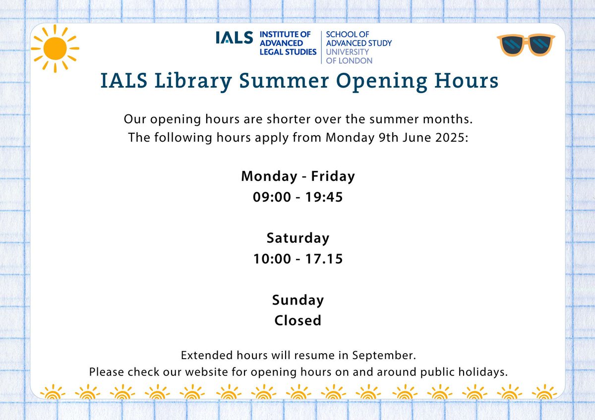 A reminder that our summer opening hours start from today! 🌞 From now until September, we'll be closing earlier on weekdays and Saturdays, and we are closed on Sundays.