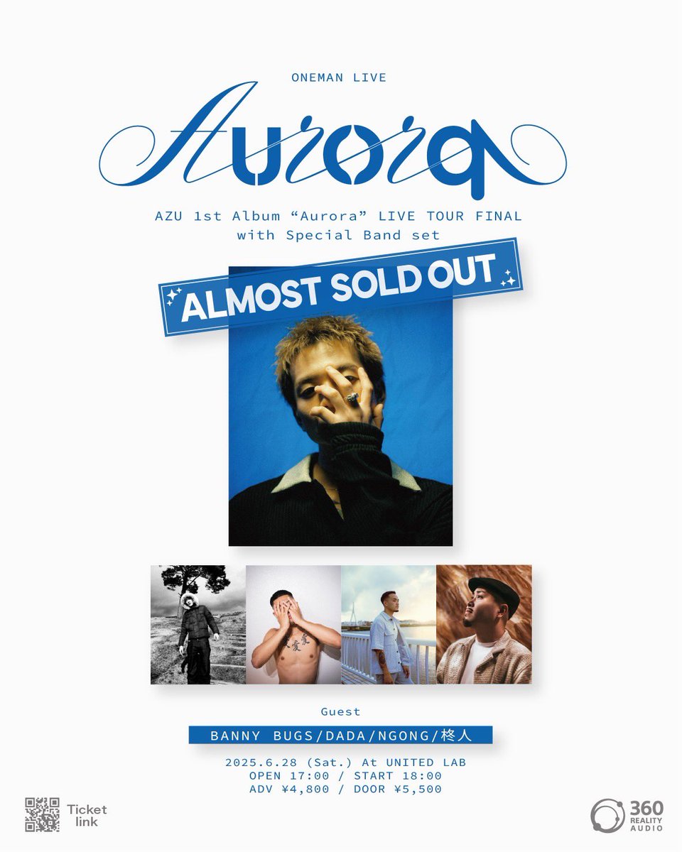 azu_ifn's tweet image. 一般チケット発売中!残りわずか(80% SOLD OUT)
AZU ONEMAN LIVE「Aurora」 (福岡)
1st Album “Aurora” Live Tour FINAL ~Special Band Set~
DADA/柊人 客演陣も出演予定
※未成年も入場可能
詳細&チケット購入はこちら
eplus.jp/azu/