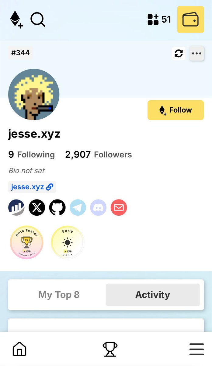 GeoCities (@geocities_eth) on Twitter photo 🧵4/9
Search a ENS, click 🏗️ and Follow the GeoCities website with <a href="/efp/">Ethereum Follow Protocol | efp.eth</a> 🧵4/9
Search a ENS, click 🏗️ and Follow the GeoCities website with <a href="/efp/">Ethereum Follow Protocol | efp.eth</a>