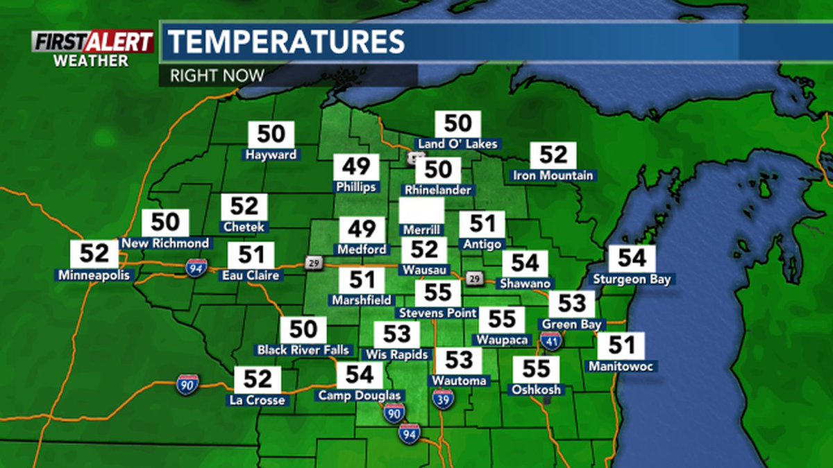 Here are the temperatures this morning at 7 AM as you get ready to head out the door.