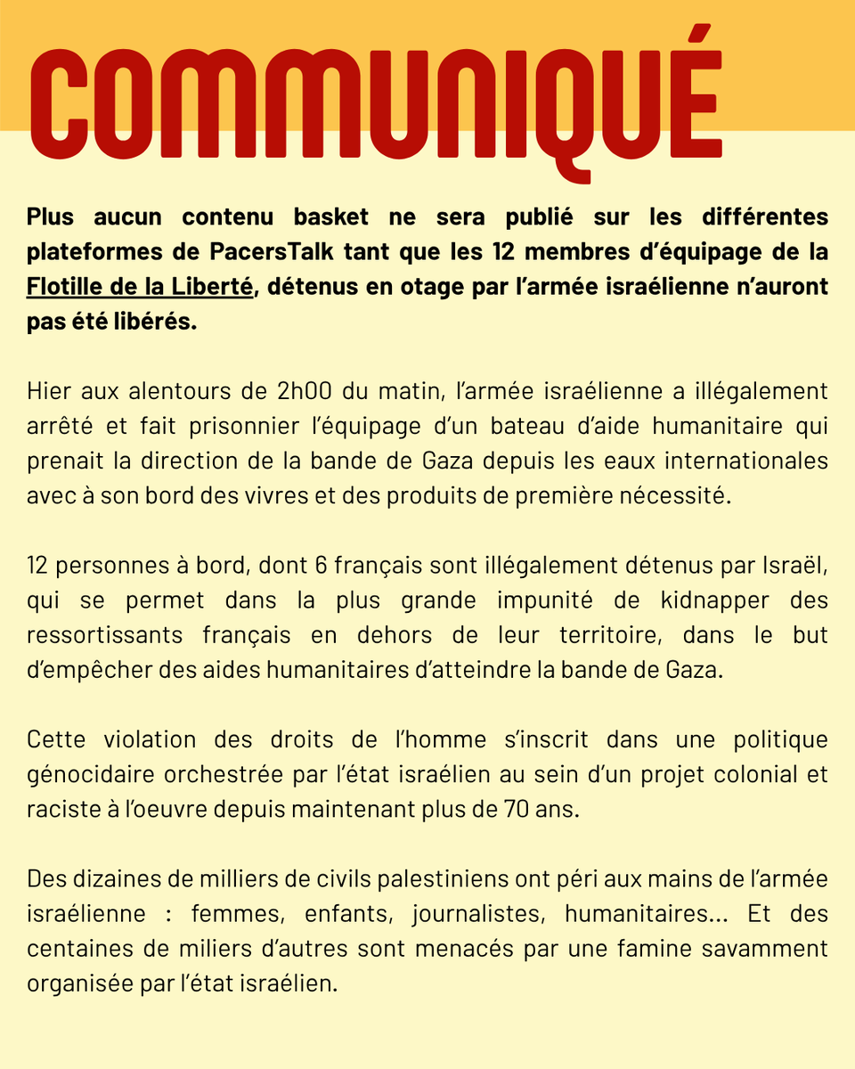 _PacersTalk's tweet photo. 🟡 Communiqué de PacersTalk. 1/2. https://t.co/DBXERessyA