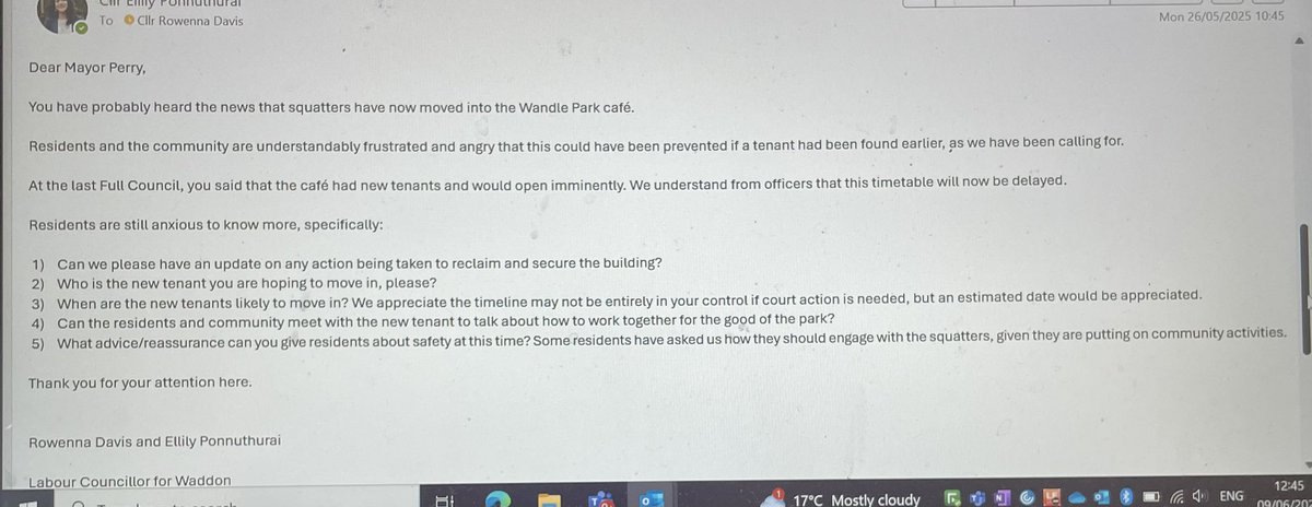 Ellily Ponnuthurai๐น. (@ellily2) on Twitter photo What is happening to the cafe at #wandlepark?
The residents asks <a href="/RowennaDavis/">Rowenna Davis</a> and I and we ask <a href="/JasonForCroydon/">Jason Perry - Mayor of Croydon</a> again and again BUT ALL still in the DARK . Squatters took over, reported and wrote (see one here) and the council asks residents to approach them -we need our cafe ! What is happening to the cafe at #wandlepark?
The residents asks <a href="/RowennaDavis/">Rowenna Davis</a> and I and we ask <a href="/JasonForCroydon/">Jason Perry - Mayor of Croydon</a> again and again BUT ALL still in the DARK . Squatters took over, reported and wrote (see one here) and the council asks residents to approach them -we need our cafe !