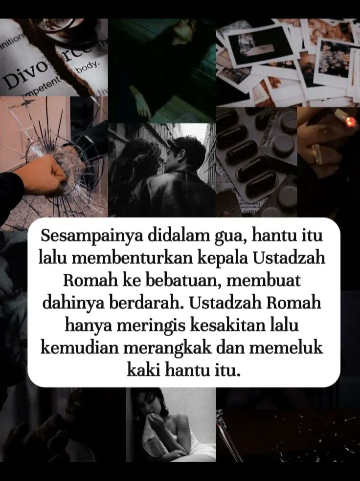 NovelKBMApp's tweet photo. Sesampainya didalam gua, hantu itu lalu membenturkan kepala Ustadzah Romah ke bebatuan, membuat dahinya berdarah. Ustadzah Romah hanya meringis kesakitan lalu kemudian merangkak dan memeluk kaki hantu itu. https://t.co/9sd60mRddP