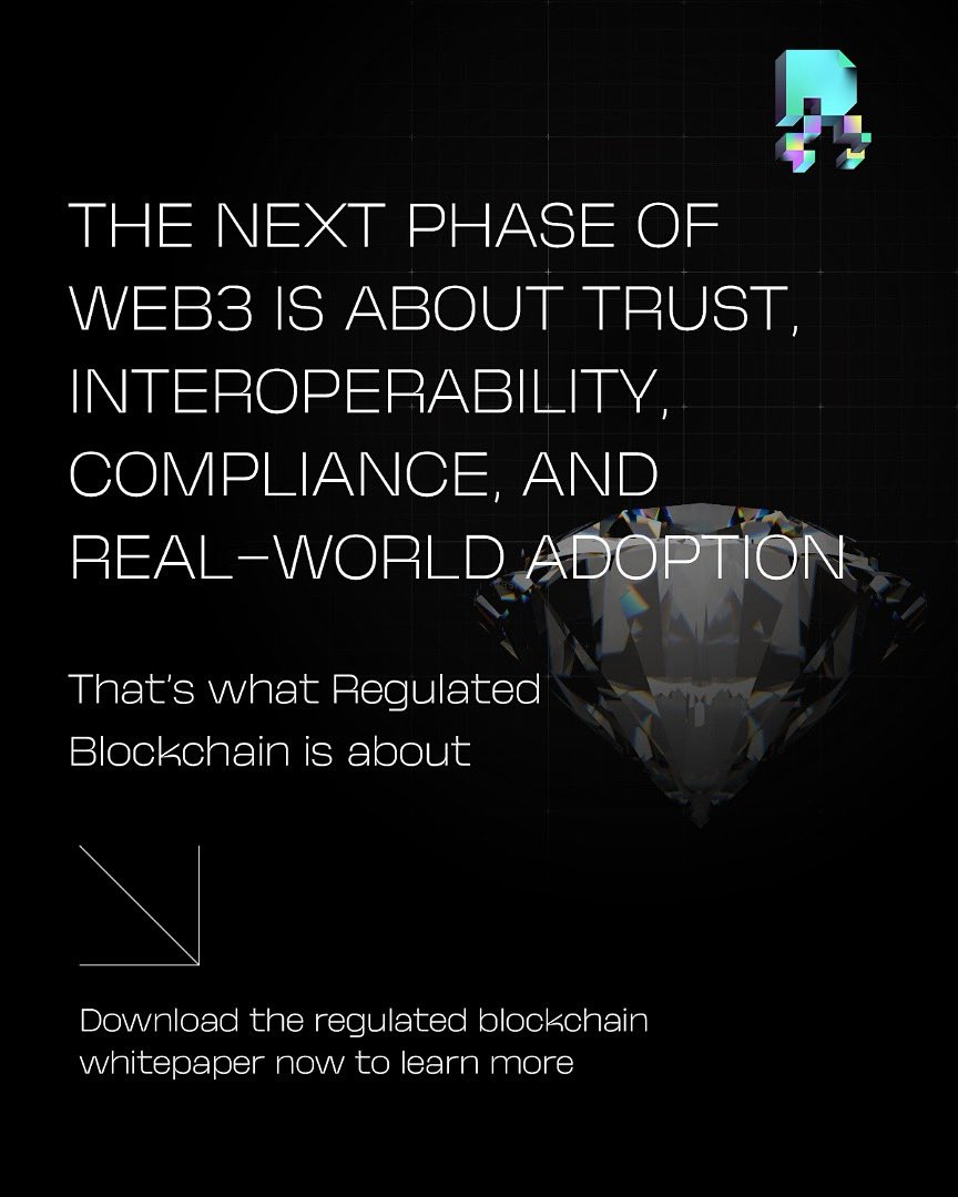 Regblockchain_'s tweet photo. The next phase of Web3 is built on trust, interoperability, compliance, and real-world adoption.

That’s exactly what Regulated Blockchain is here for.

Download the whitepaper now and see how to build the future properly. https://t.co/YrRC03tMKD