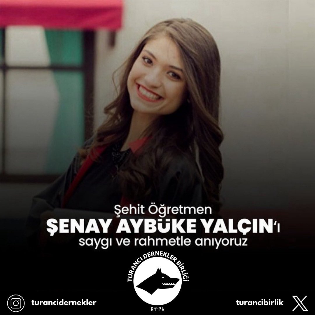2017 yılında Batman'da PKK tarafından şehit edilen öğretmenimiz Şenay Aybüke Yalçın'ı sevgi ve saygıyla anıyoruz.
#TurancıDerneklerBirliği