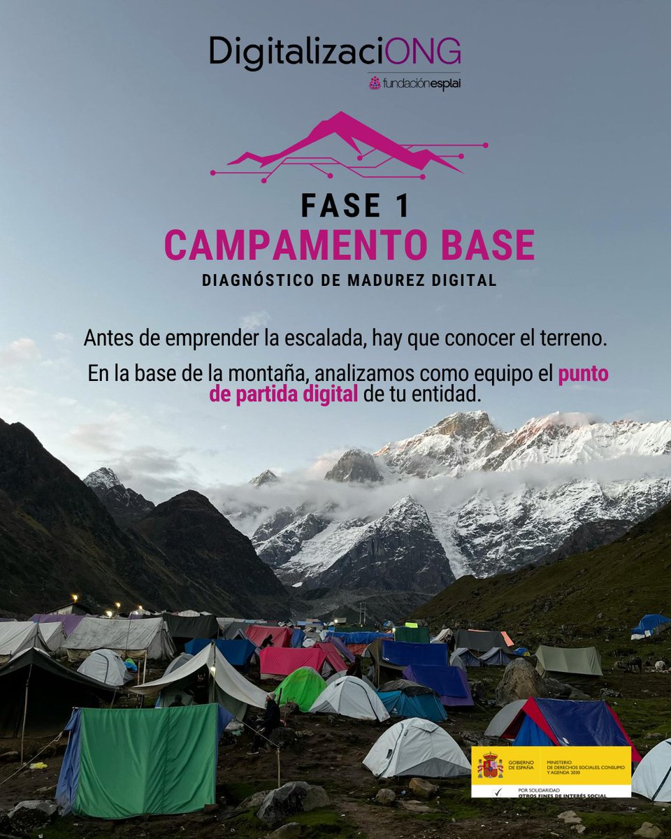 🚨 ¡DigitalizaciONG está en marcha!
🏕️ Estamos en el Campamento Base, para acompañarte hacia la Cumbre Digital.
¿Todavía no te has unido? Estás a tiempo ⏳
📍 Diagnóstico
🎒 Formación
🧭 Asesoramiento
🏔️ Transformación real

👉 Súmate aquí: forms.office.com/pages/response…