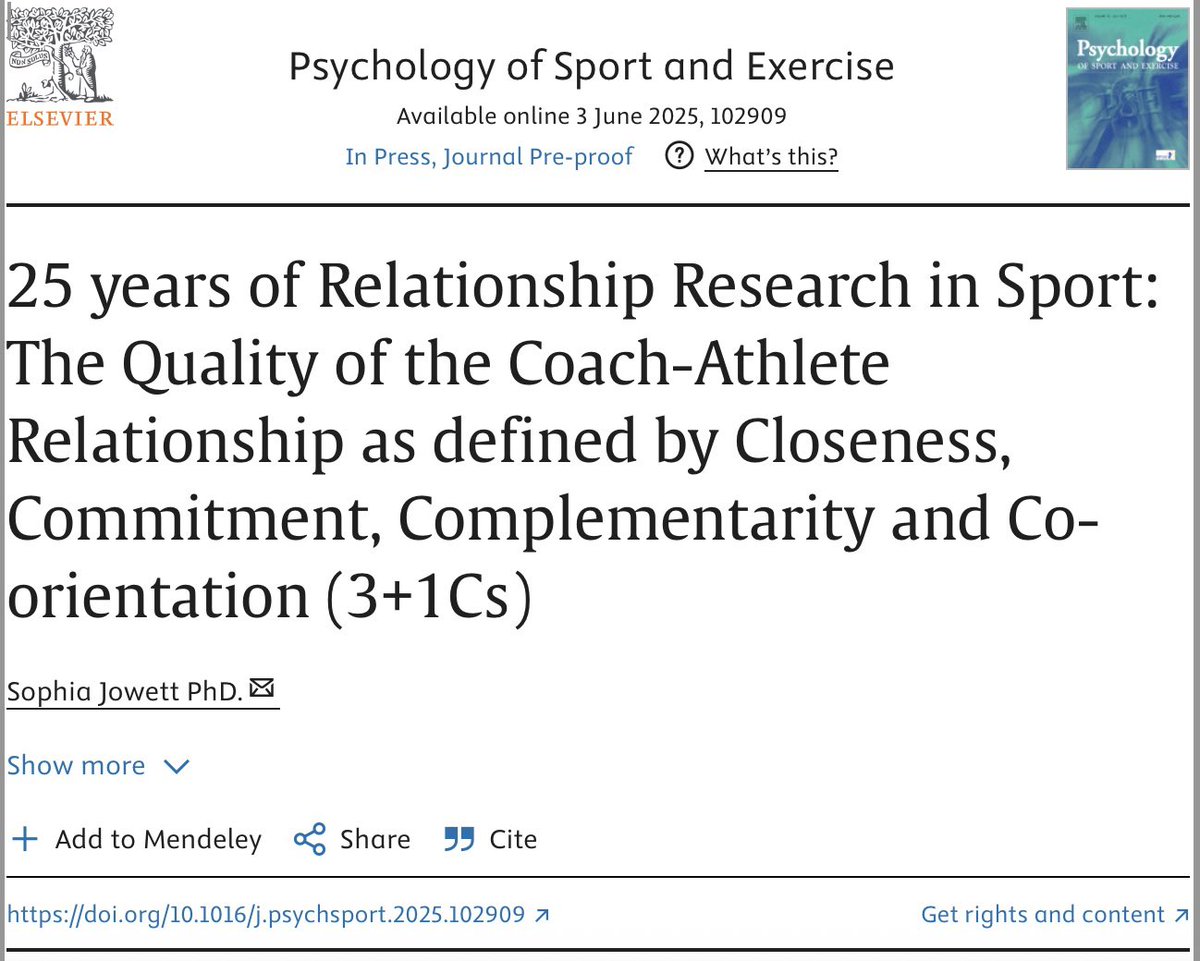 25 years of coach-athlete relationship research!!!

Where has the time gone😃

Upcoming article - written with researchers and practitioners in mind &amp; mentioning some of the many coaches &amp; athletes I admire!

Shout out to all the people I’ve worked with…

sciencedirect.com/science/articl…